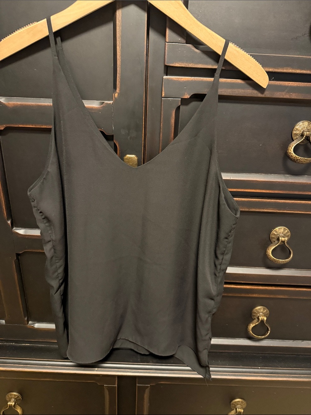 Black V-Neck Spaghetti Strap Top - Women